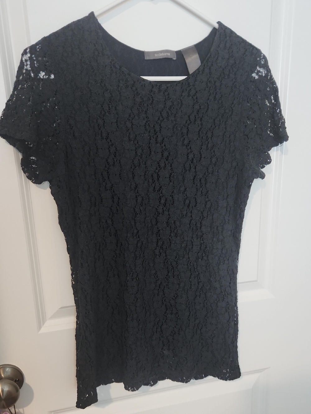 Liz Claiborne Black Lace Short Sleeved Top